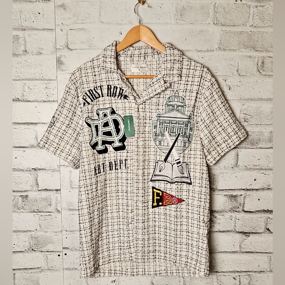 First Row Art Dept Graphic Polo Shirt Simons NWT Size S Streetwear